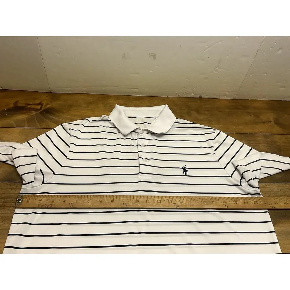 Polo Ralph Lauren Performance Shirt Mens Medium Striped Short Sleeve Stretch